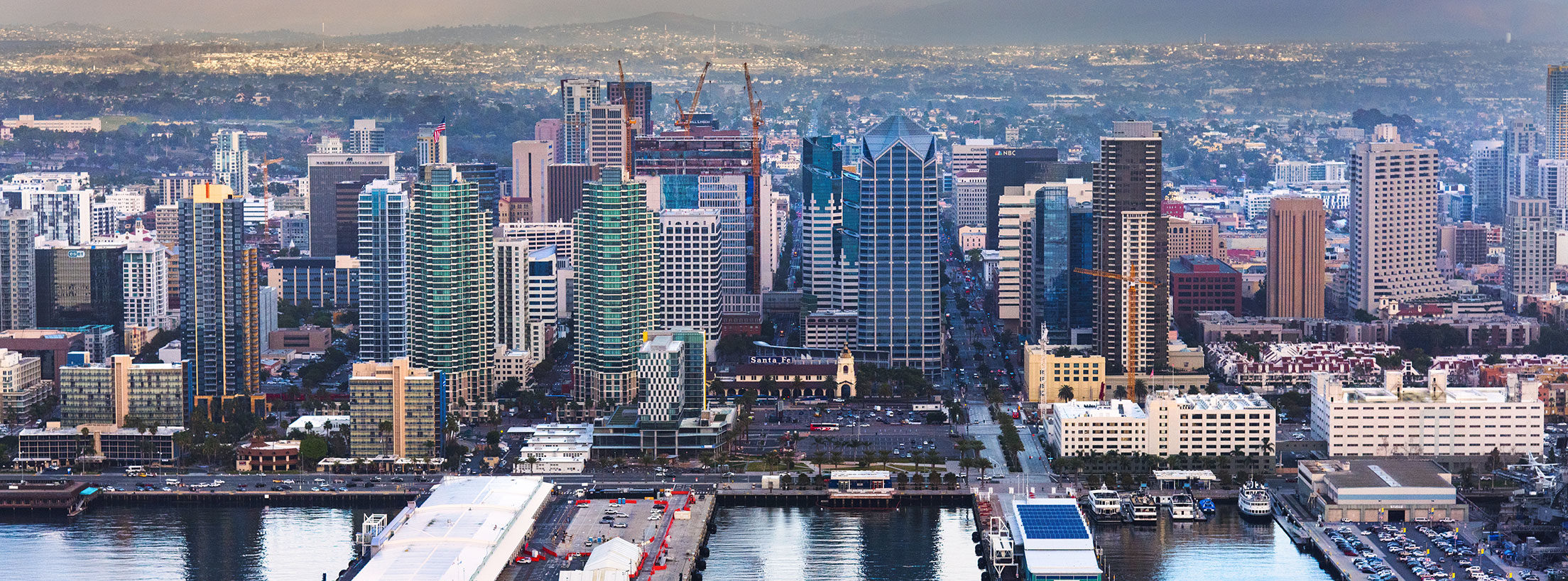 San Diego skyline from aerial view