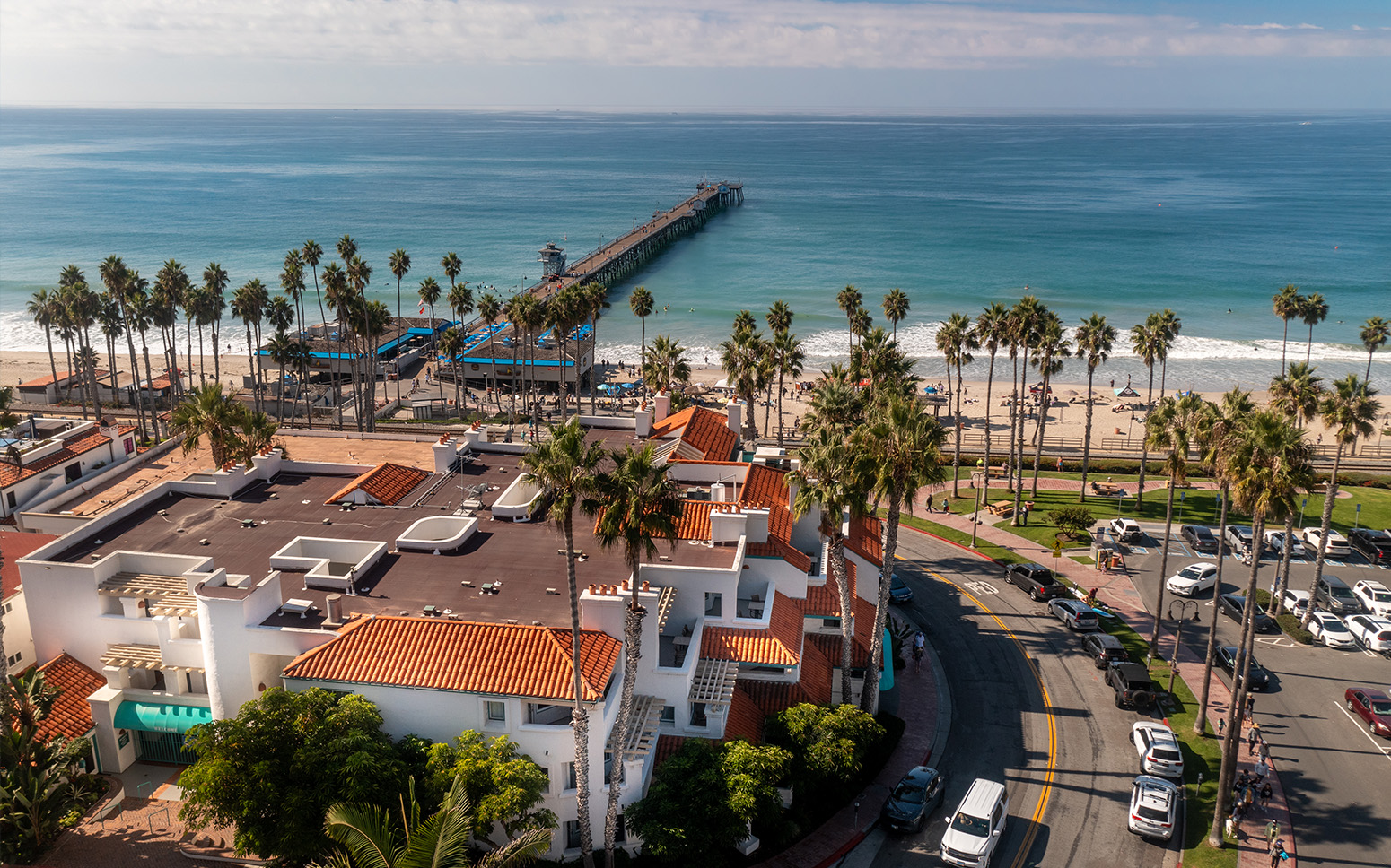 San Clemente Cove aerial next to ocean