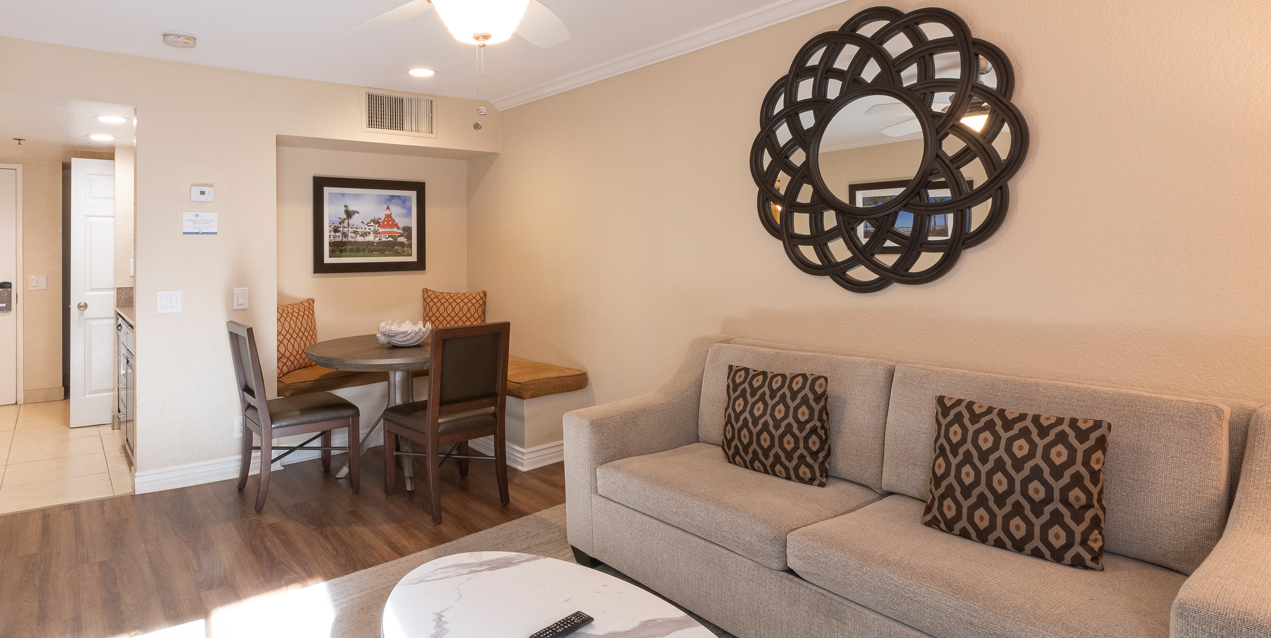 Coronado Beach Resort 1 bedroom living room and dining area